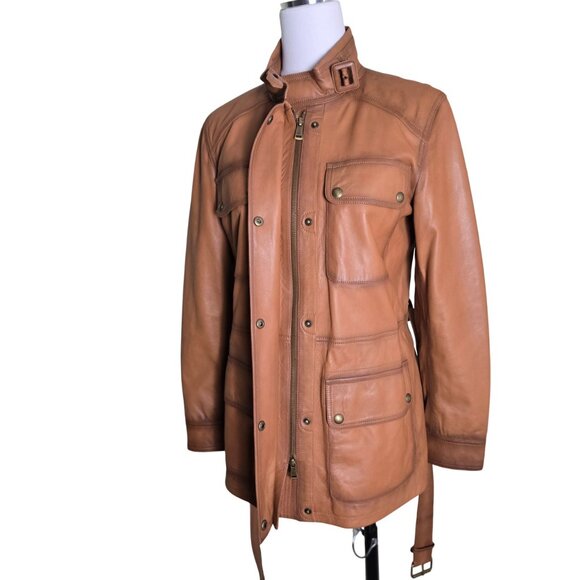 Lauren Ralph Lauren Cognac Lambskin Leather Field Barn Jacket NWT, Oversize 4 - Picture 5 of 10